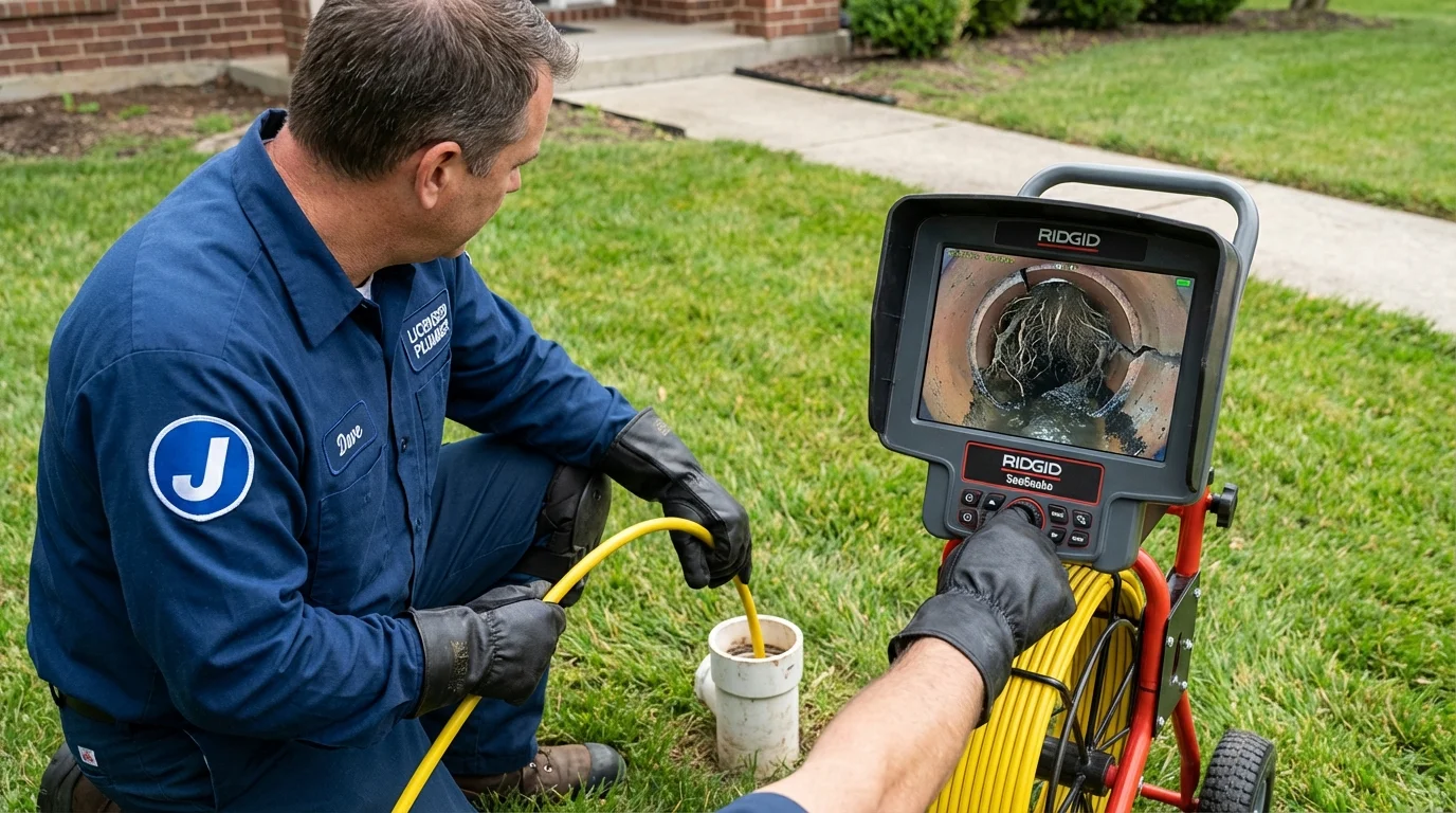 Sewer camera inspection being performed by Johns Plumbing LLC in Buxton